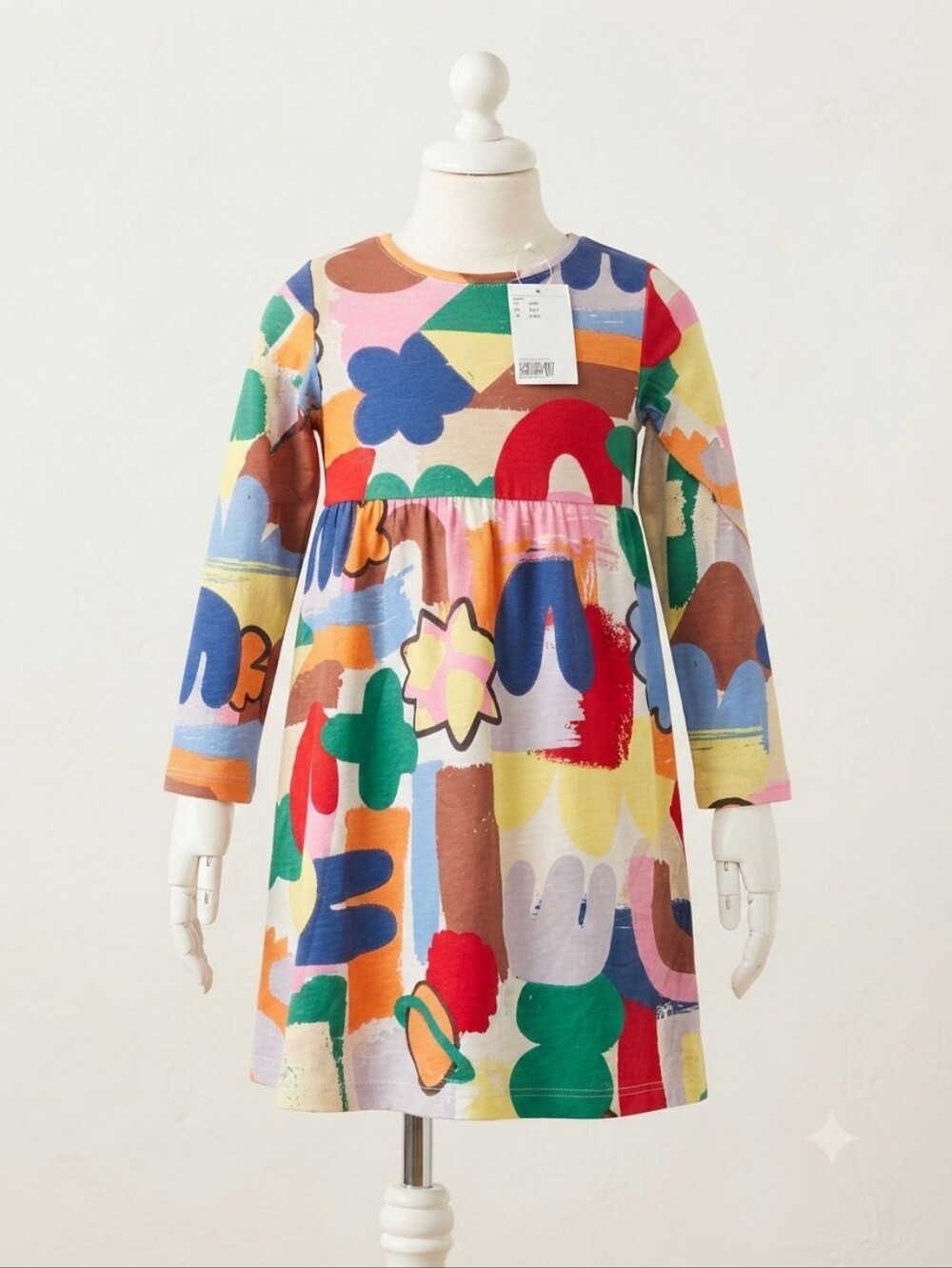 NWT Kids Abstract Geometric Long Sleeve Shift Dress 6X 7 Retro Mod